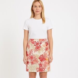 Versona Accessoires pencil skirt linen blend floral ecru  flattering waist small